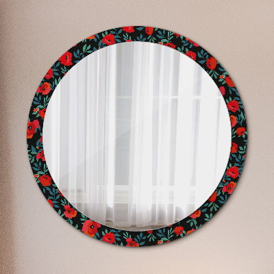 Round mirror print Red poppy