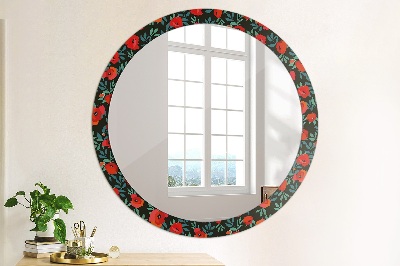 Round mirror print Red poppy