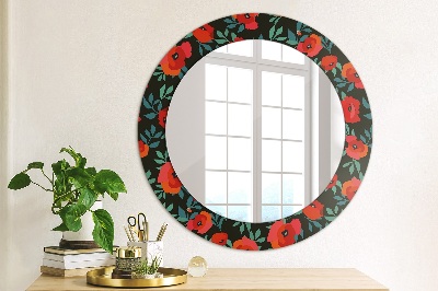 Round mirror print Red poppy