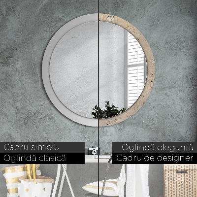 Round mirror print Natural stone