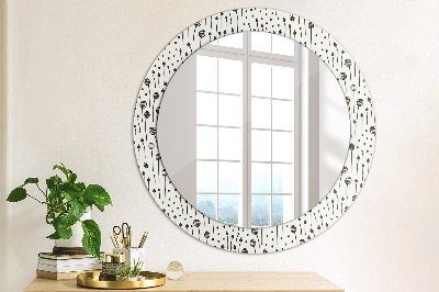 Round mirror printed frame Floral drawing