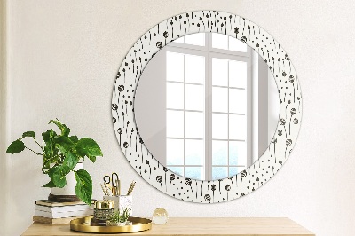 Round mirror printed frame Floral drawing