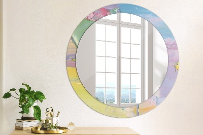 Round decorative wall mirror Oil paint texture