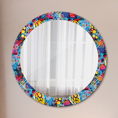 Round decorative wall mirror Colorful doodles