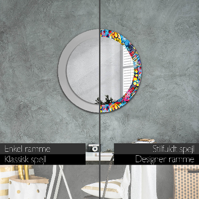 Round decorative wall mirror Colorful doodles