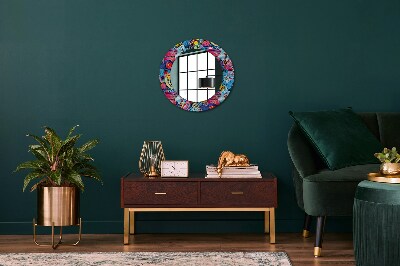 Round decorative wall mirror Colorful doodles