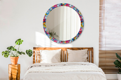 Round decorative wall mirror Colorful doodles