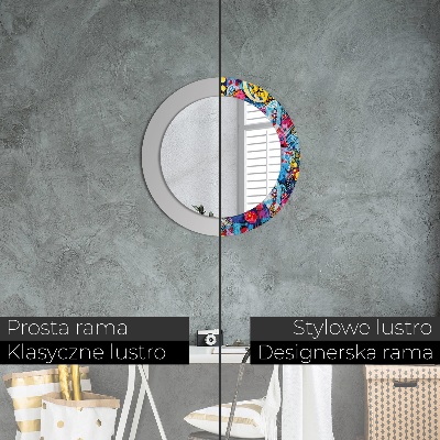 Round decorative wall mirror Colorful doodles