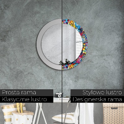 Round decorative wall mirror Colorful doodles