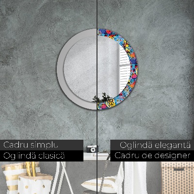 Round decorative wall mirror Colorful doodles