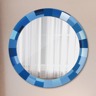 Round decorative wall mirror Blue abstract