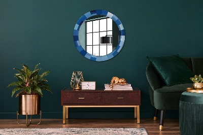 Round decorative wall mirror Blue abstract