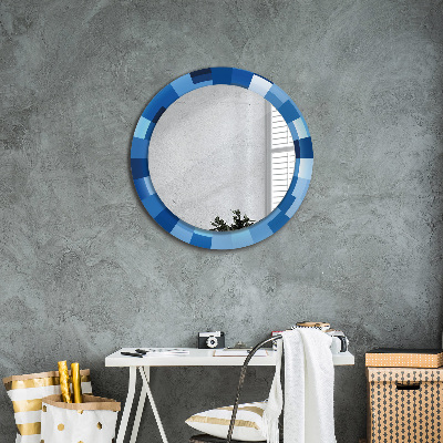 Round decorative wall mirror Blue abstract