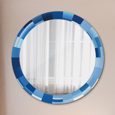 Round decorative wall mirror Blue abstract