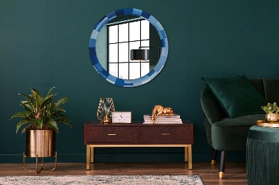 Round decorative wall mirror Blue abstract