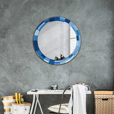 Round decorative wall mirror Blue abstract