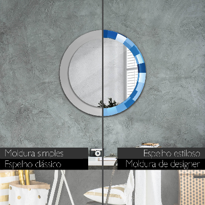 Round decorative wall mirror Blue abstract