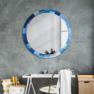 Round decorative wall mirror Blue abstract