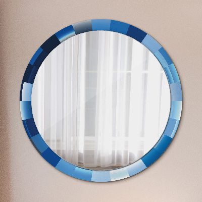 Round decorative wall mirror Blue abstract