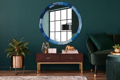 Round decorative wall mirror Blue abstract