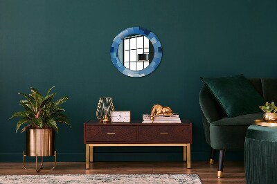 Round decorative wall mirror Blue abstract