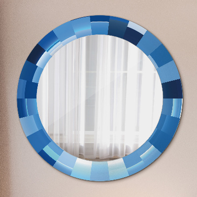 Round decorative wall mirror Blue abstract