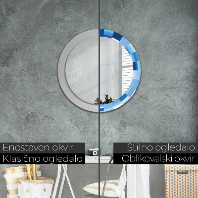 Round decorative wall mirror Blue abstract