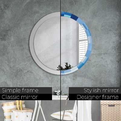 Round decorative wall mirror Blue abstract