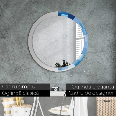 Round decorative wall mirror Blue abstract