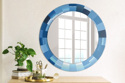 Round decorative wall mirror Blue abstract