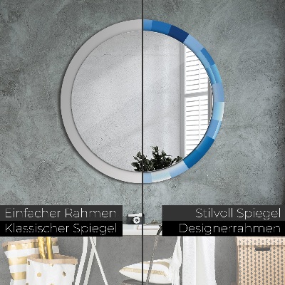 Round decorative wall mirror Blue abstract