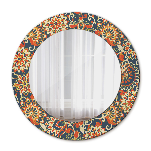 Round decorative wall mirror Vintage floral illustration