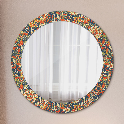 Round decorative wall mirror Vintage floral illustration