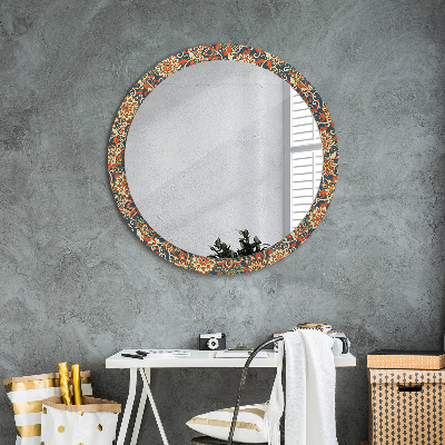 Round decorative wall mirror Vintage floral illustration