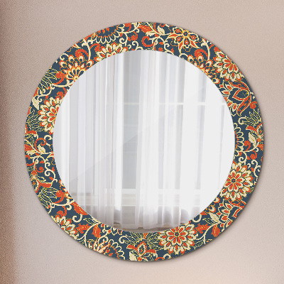 Round decorative wall mirror Vintage floral illustration