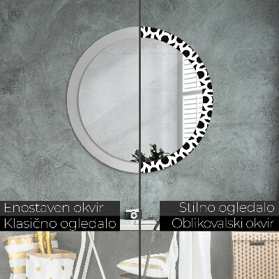 Round decorative wall mirror Black geometric ornament