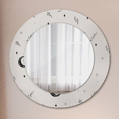 Round decorative wall mirror Doodle floral plants