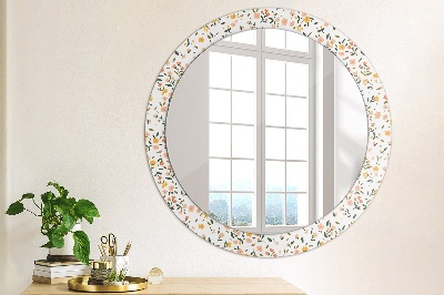 Round decorative wall mirror Small cute flowers