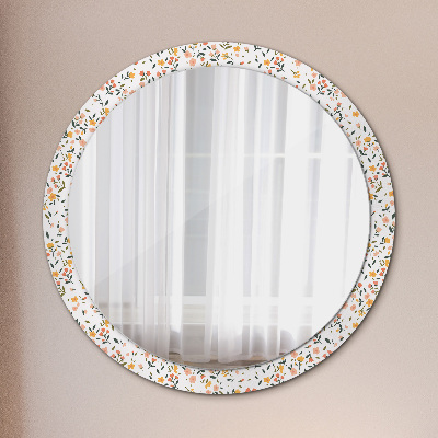 Round decorative wall mirror Small cute flowers