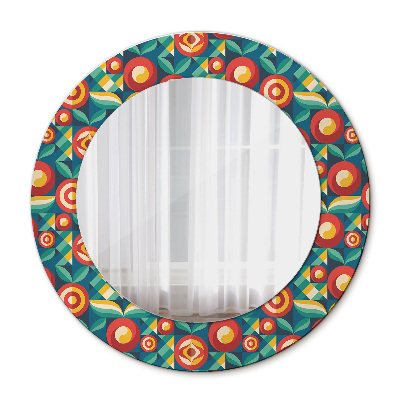 Round decorative wall mirror Geometric fruits and leaves