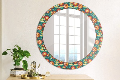 Round decorative wall mirror Geometric fruits and leaves