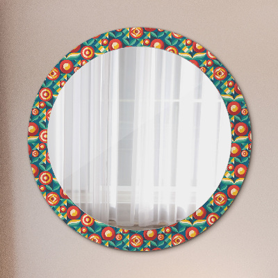 Round decorative wall mirror Geometric fruits and leaves