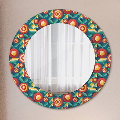 Round decorative wall mirror Geometric fruits and leaves