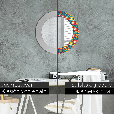 Round decorative wall mirror Geometric fruits and leaves