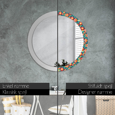 Round decorative wall mirror Geometric fruits and leaves