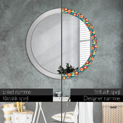 Round decorative wall mirror Geometric fruits and leaves