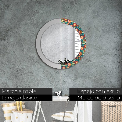 Round decorative wall mirror Geometric fruits and leaves