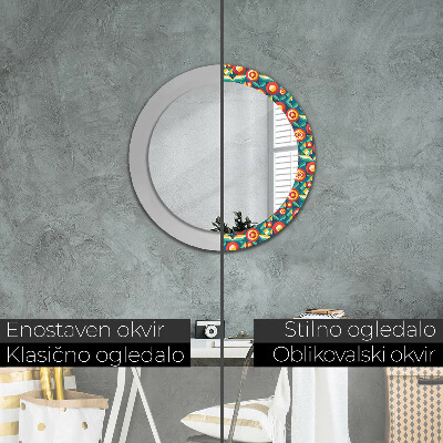 Round decorative wall mirror Geometric fruits and leaves