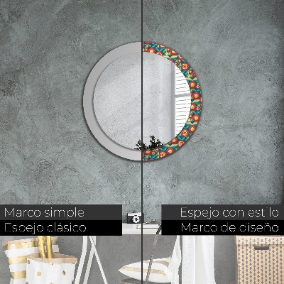 Round decorative wall mirror Geometric fruits and leaves