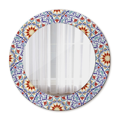 Round decorative wall mirror Oriental colorful composition